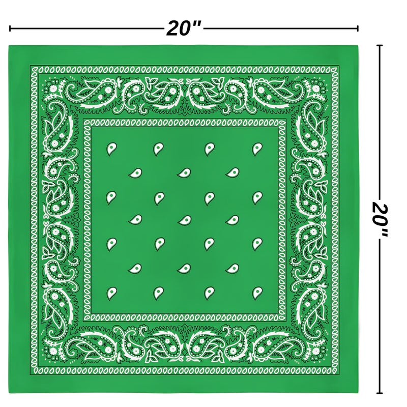 Amscan Classic Green Paisley Bandana - 20" x 20" (1 Count) - Perfect for Outdoor Activities, Fashion Accessory, and DIY Projects - Image 3